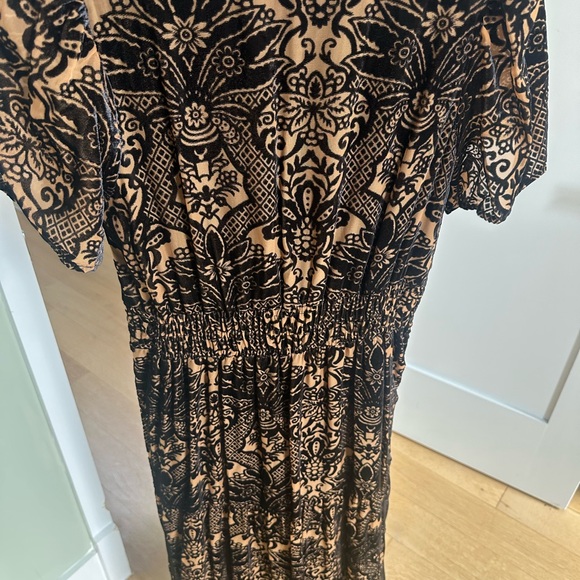 Anthropologie Somerset Maxi Velvet Burnout Dress Tiered Black Floral Size M - Picture 2 of 4